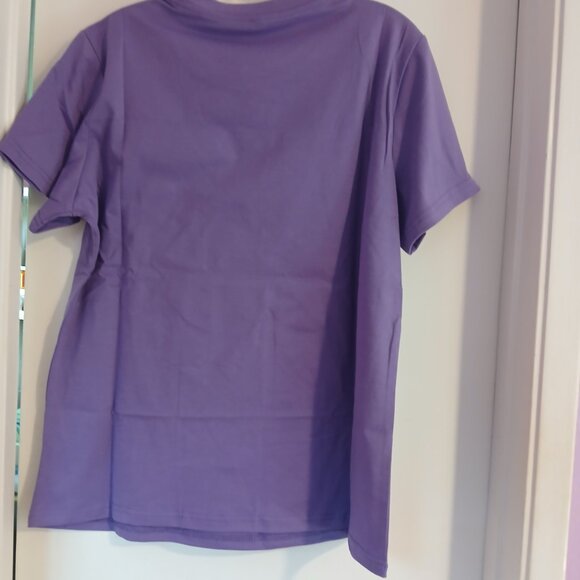 Women's Mardi Gras Purple Tee Shirt NWT SZ L Mask Design - Picture 4 of 4